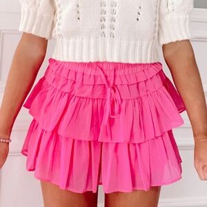 Boutique Pink ruffle mini skirt